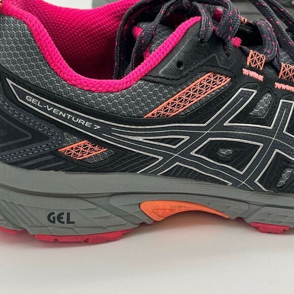 ASICS Womens Running Shoes 6.5 Black Pink Gel-Venture 7 Trail Arhletic Sneakers - Picture 12 of 15